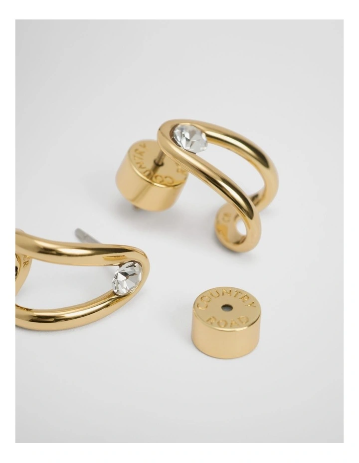 Zoey Crystal Huggie Earring in Gold image 3