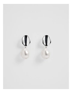 Ada Drop Stud Earring in Silver