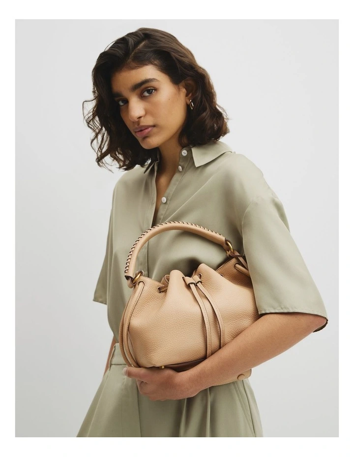 Samantha Leather Bag Small in Almond image 2
