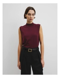 Merino Mock Neck Knit in Mulberry