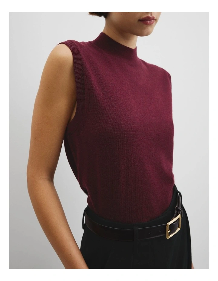 Merino Mock Neck Knit in Mulberry image 2
