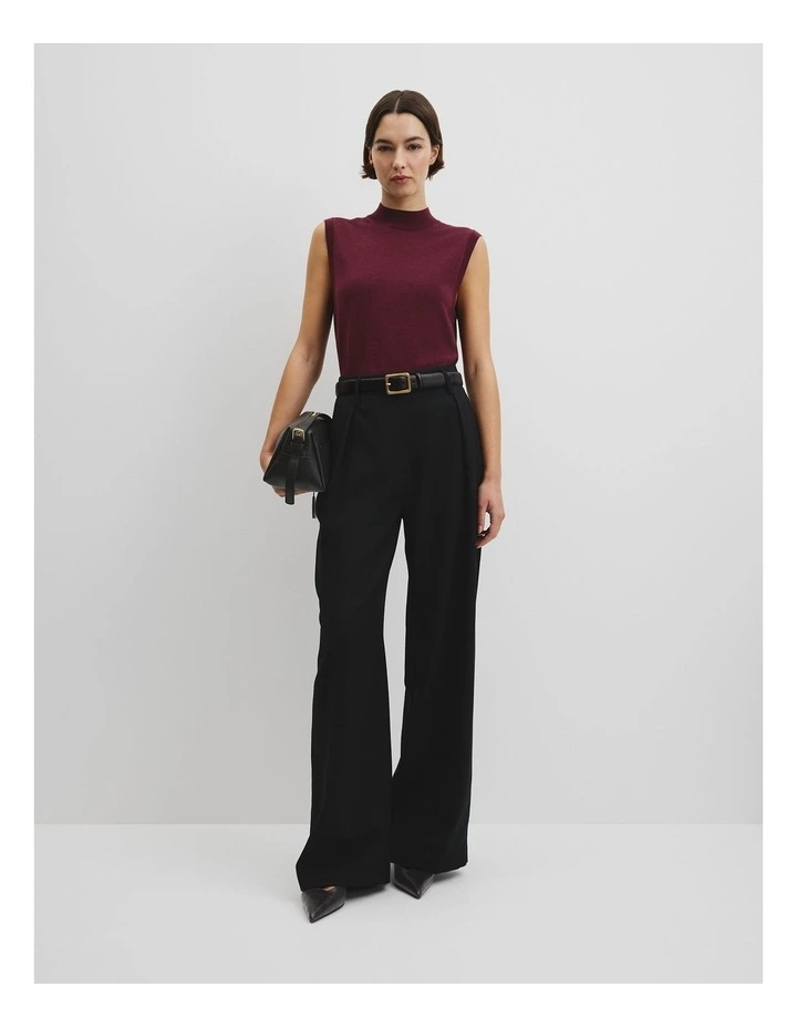 Merino Mock Neck Knit in Mulberry image 3