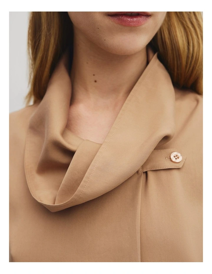 Sleeveless Funnel Top in Camel image 2