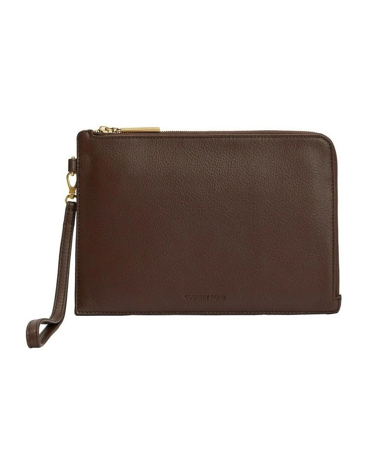 Billie Leather Pouch in Chocolate image 1