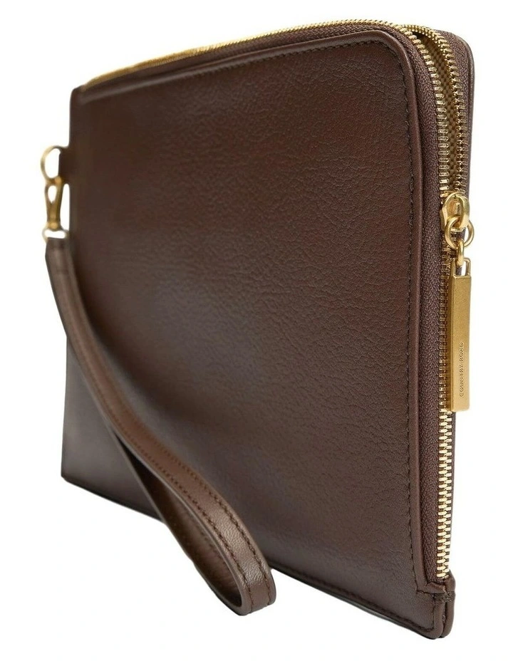 Billie Leather Pouch in Chocolate image 3