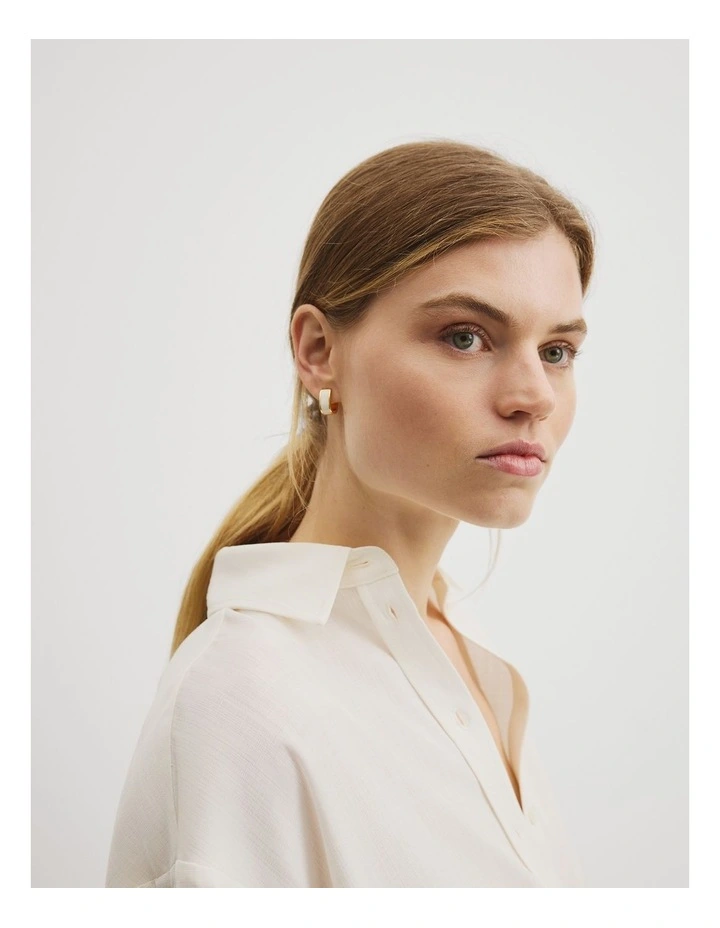Phoebe Huggie Earring in French Vanilla image 2