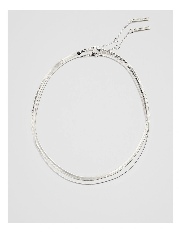 Snake Chain Neck Set in Silver image 1