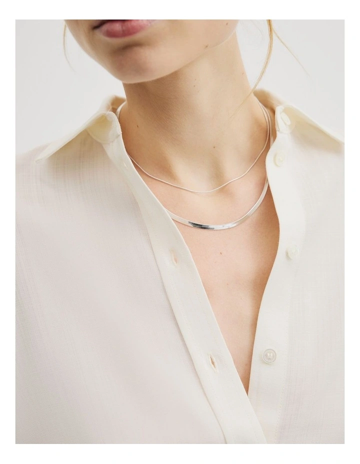 Snake Chain Neck Set in Silver image 2