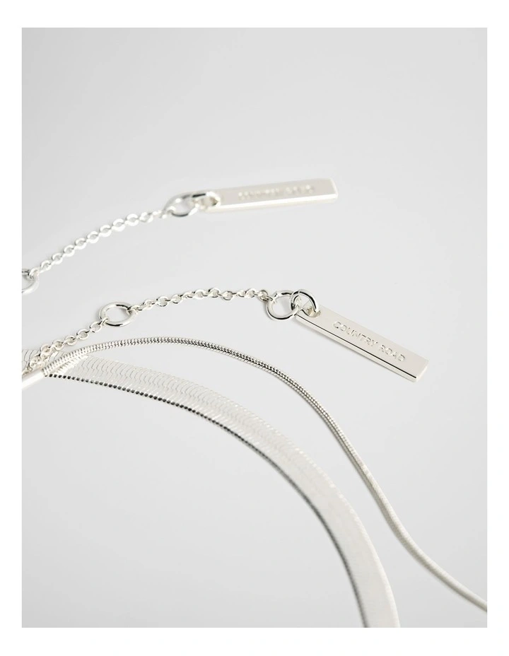 Snake Chain Neck Set in Silver image 3