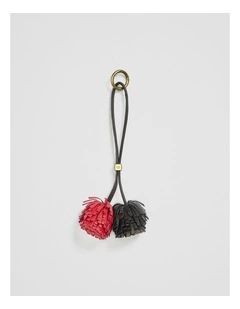 Leather Pom Pom Charm in Crimson