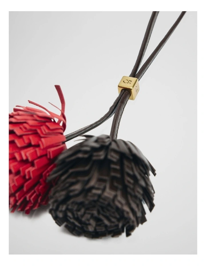 Leather Pom Pom Charm in Crimson image 2