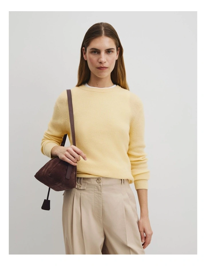 Lightweight Crew Neck Knit in Corn Silk image 1
