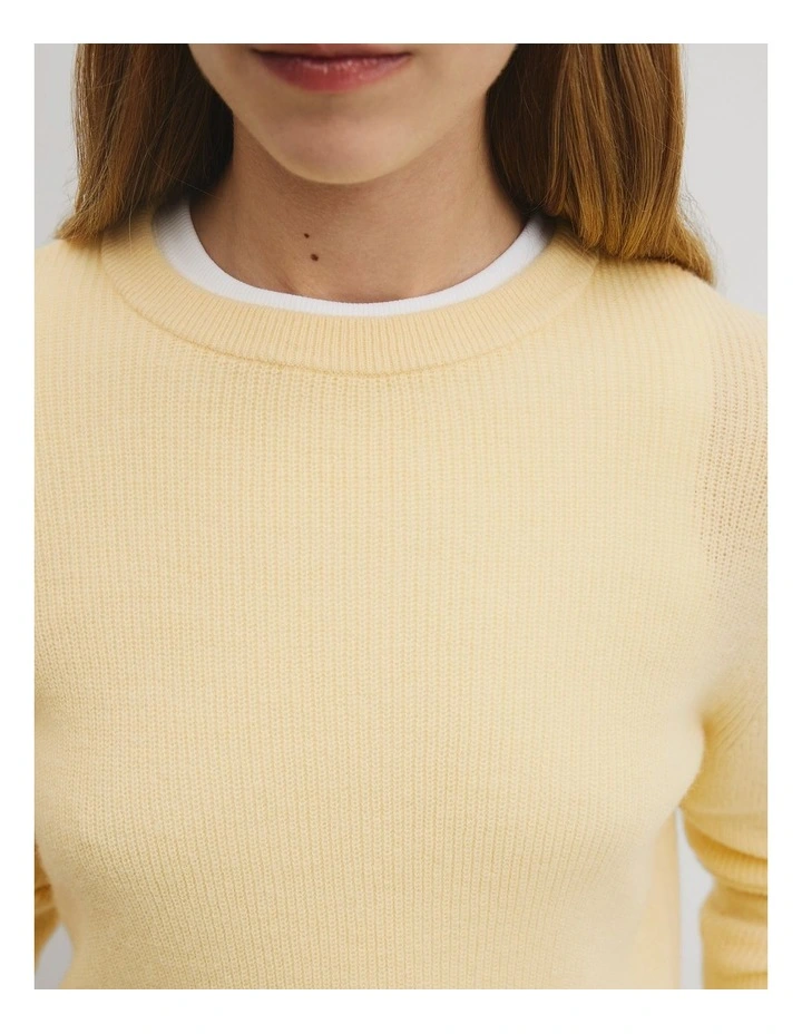 Lightweight Crew Neck Knit in Corn Silk image 3