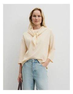 Scarf Crop Sleeve T-shirt in Soft Butter