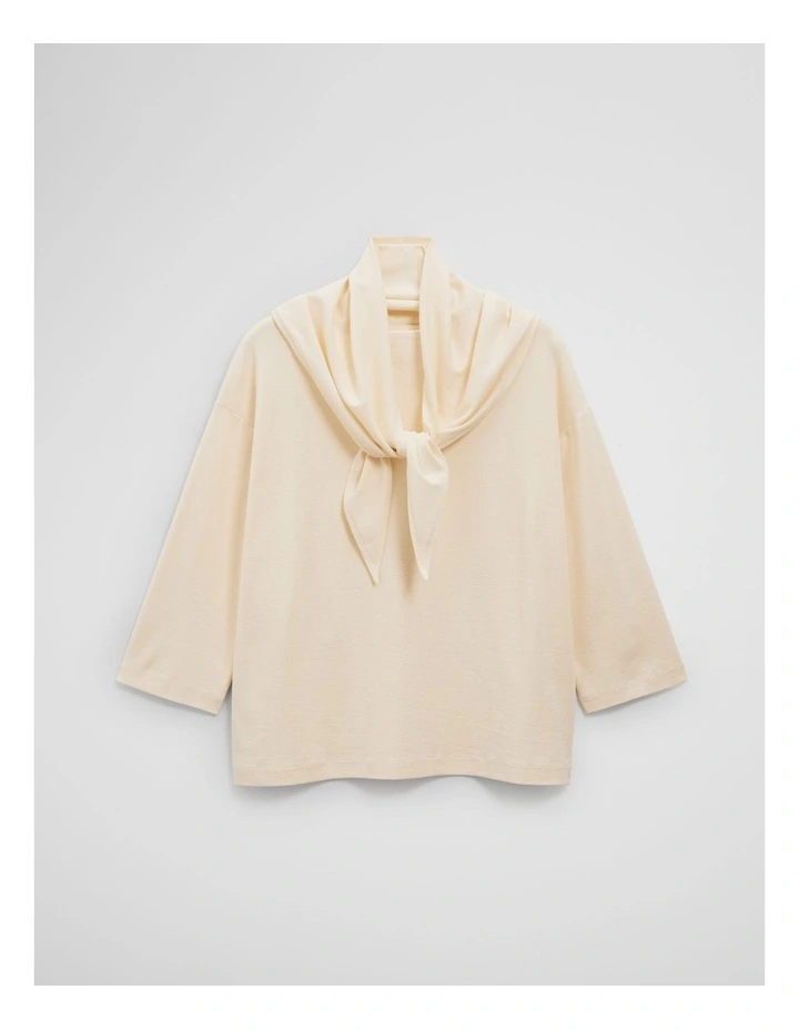 Scarf Crop Sleeve T-shirt in Soft Butter image 2