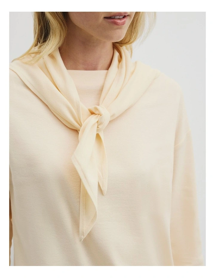 Scarf Crop Sleeve T-shirt in Soft Butter image 3