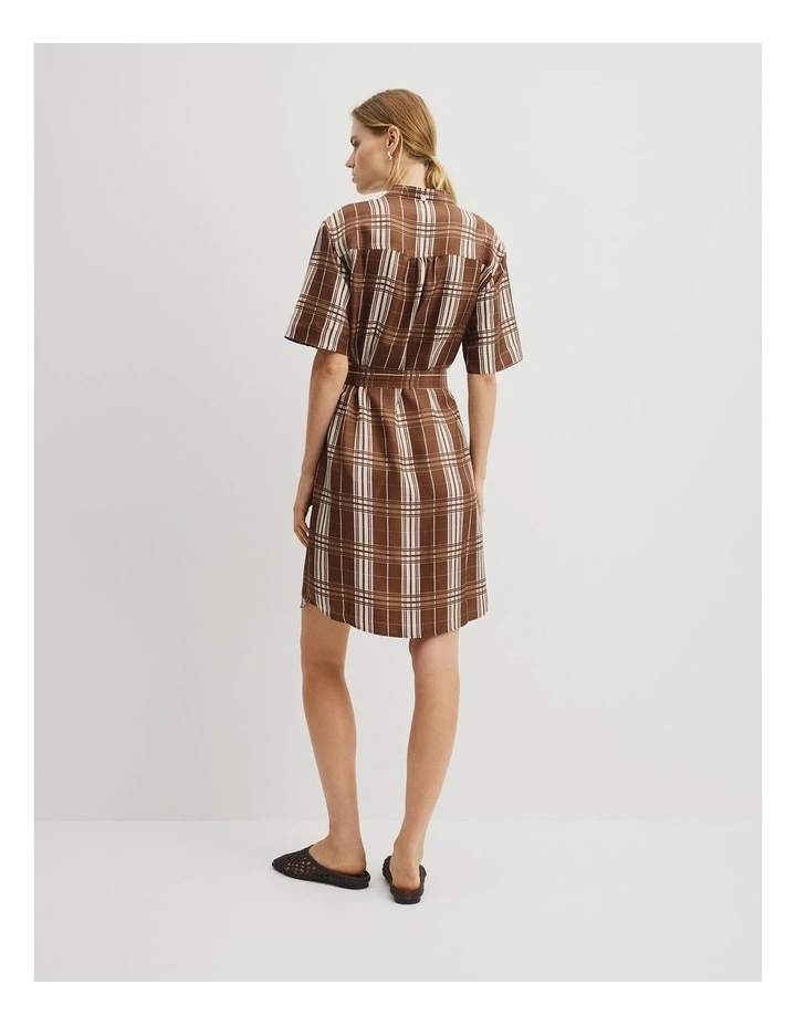 Check Silk Shirt Dress in Copper Check image 6