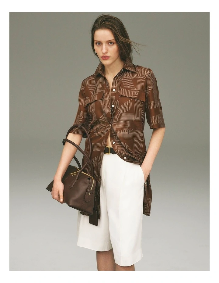Logo Washable Silk Shirt Dress in Logo Print image 2