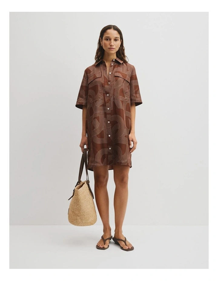 Logo Washable Silk Shirt Dress in Logo Print image 5