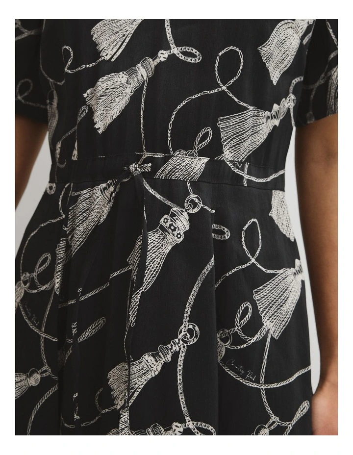 Print Cinched Waist Dress in Twisted Rope Print image 3