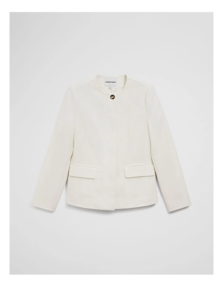 Collarless Jacket in French Vanilla image 2