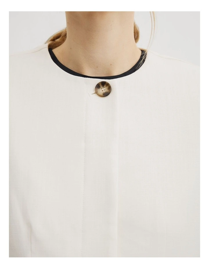 Collarless Jacket in French Vanilla image 3