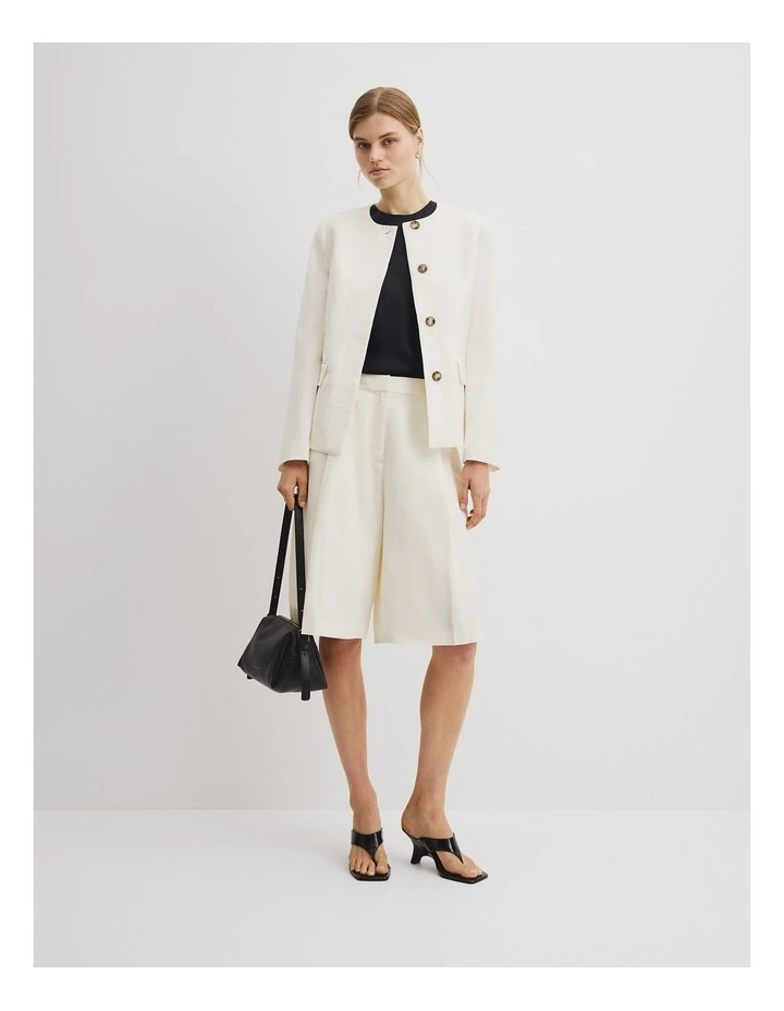 Collarless Jacket in French Vanilla image 4