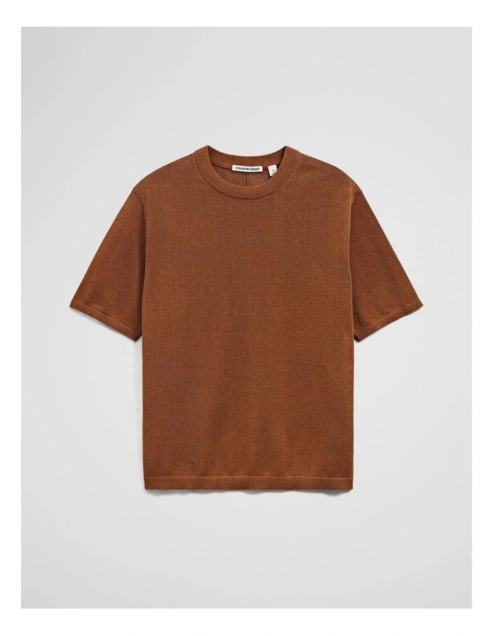 Fine Mesh Knit T-shirt in Hazelnut image 2