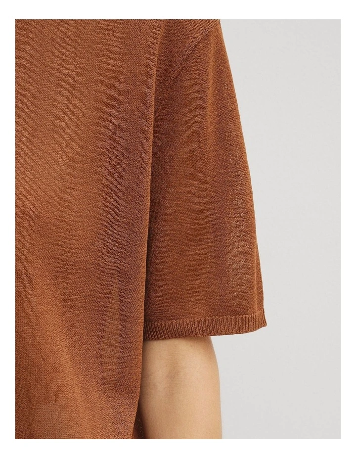 Fine Mesh Knit T-shirt in Hazelnut image 3