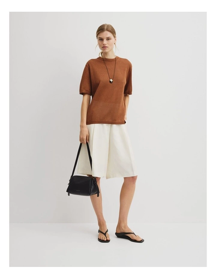 Fine Mesh Knit T-shirt in Hazelnut image 4