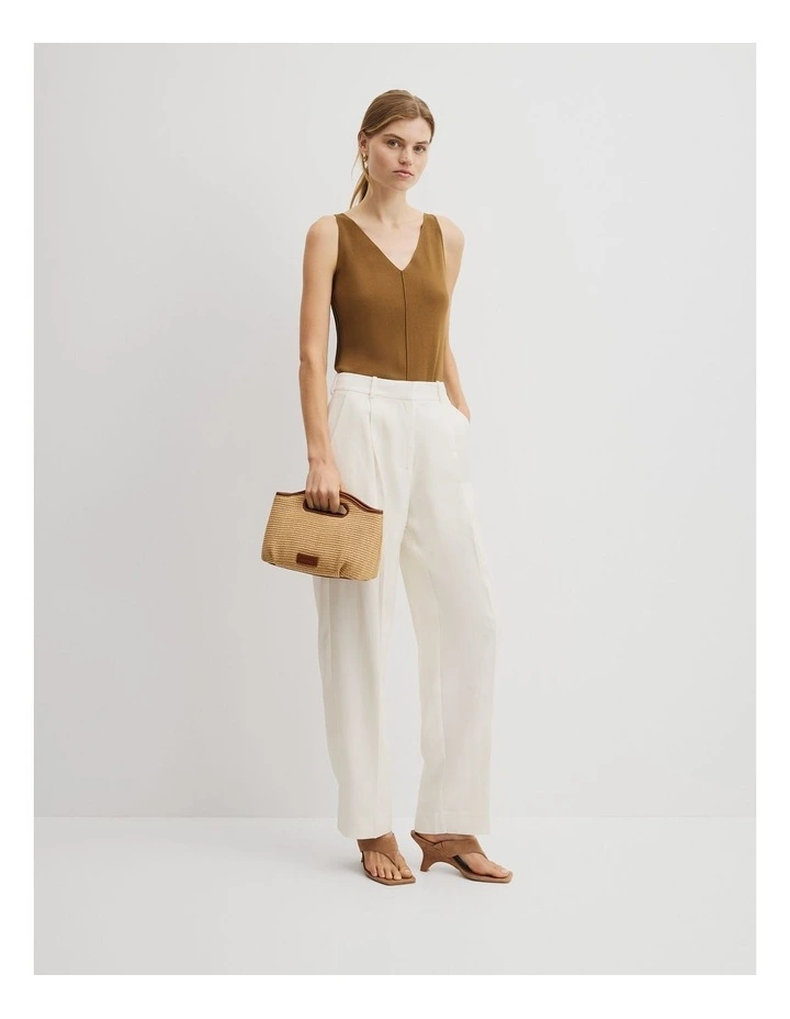 V-neck Rib Detail Knit Tank in Copper Brown image 4