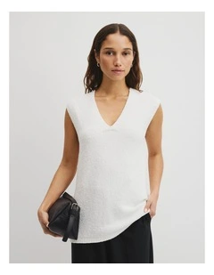 Compact Boucle Vest in Antique White