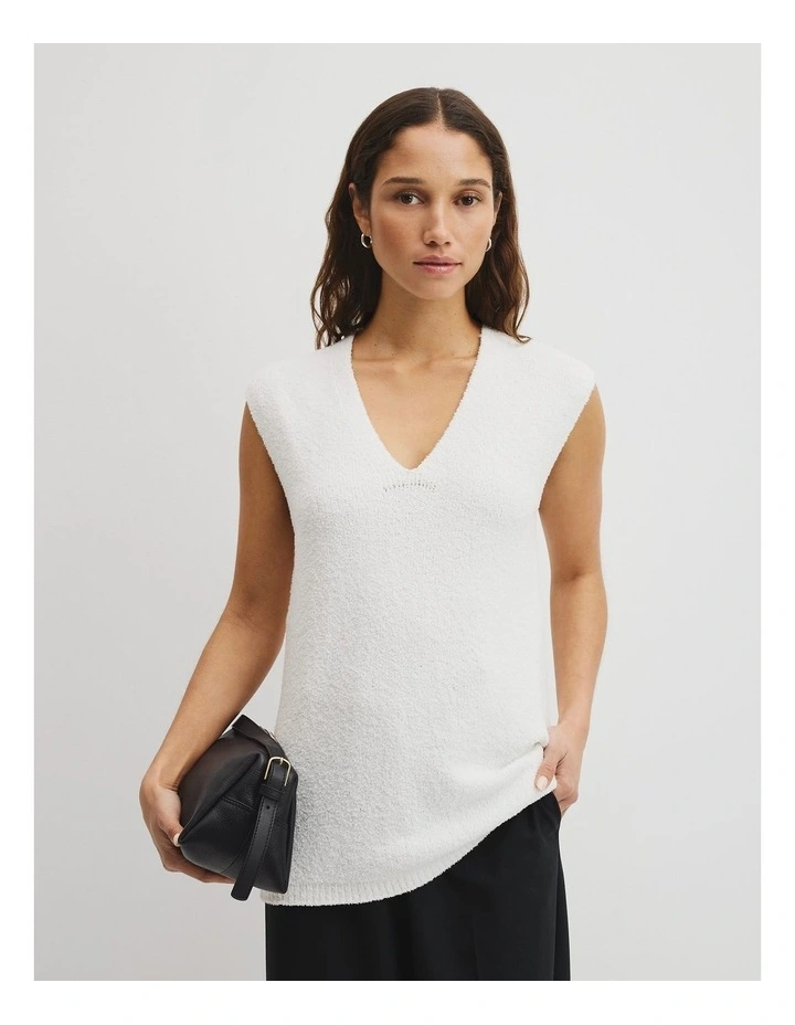 Compact Boucle Vest in Antique White image 1