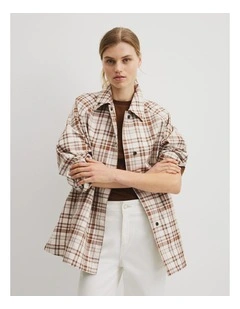 Plaid Swing Coat in Flax Check