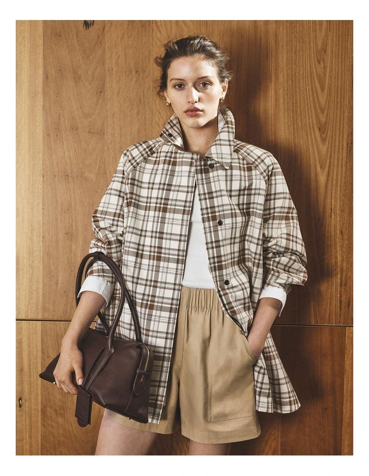 Plaid Swing Coat in Flax Check image 2