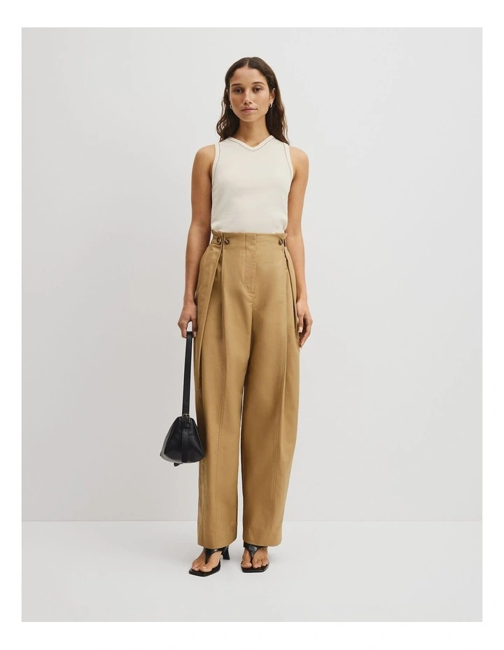 Button Tapered Pant in Golden Husk image 1