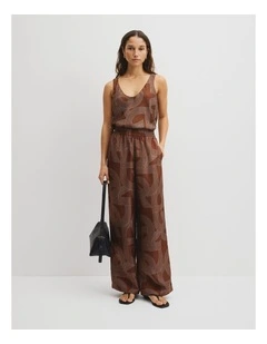 Logo Washable Silk Pant in Logo Print