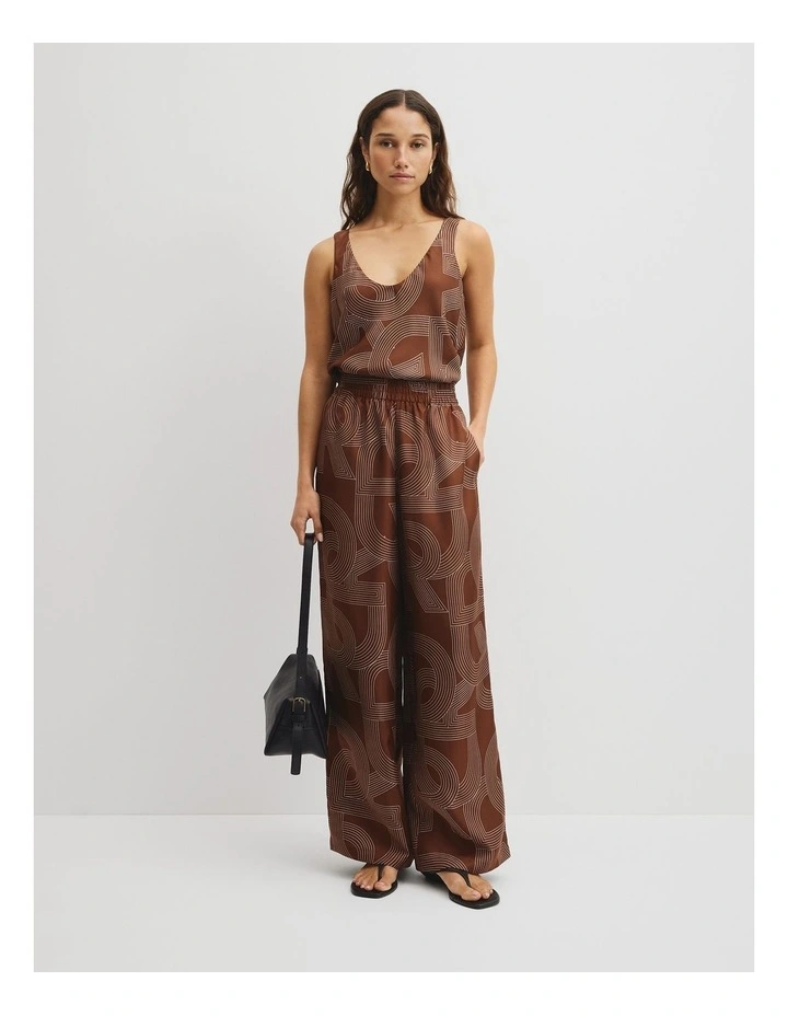 Logo Washable Silk Pant in Logo Print image 1