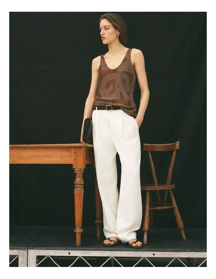 Pleat Front Pant in French Vanilla image 2
