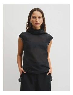 Rolled Neck Top in Black