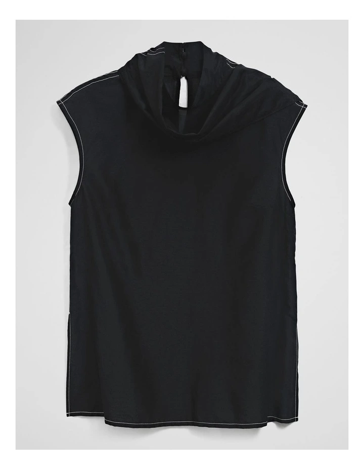 Rolled Neck Top in Black image 2