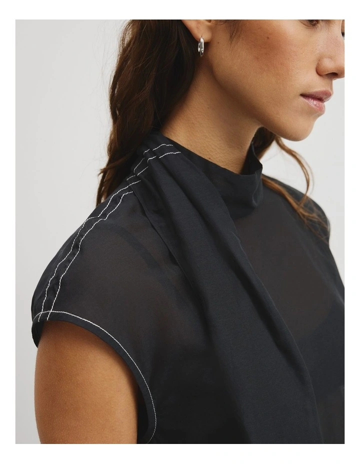 Rolled Neck Top in Black image 3
