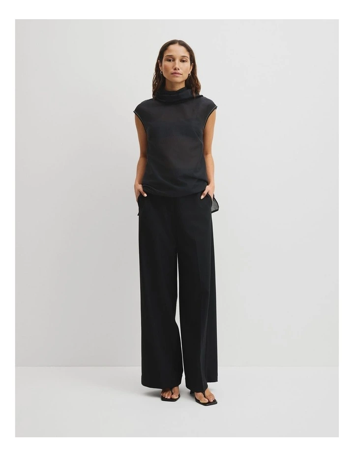 Rolled Neck Top in Black image 4