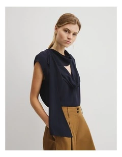 Draped Neck Top in Twilight
