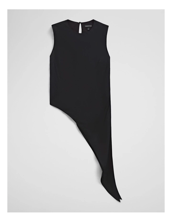 Asymmetrical Washable Silk Tank in Black image 2