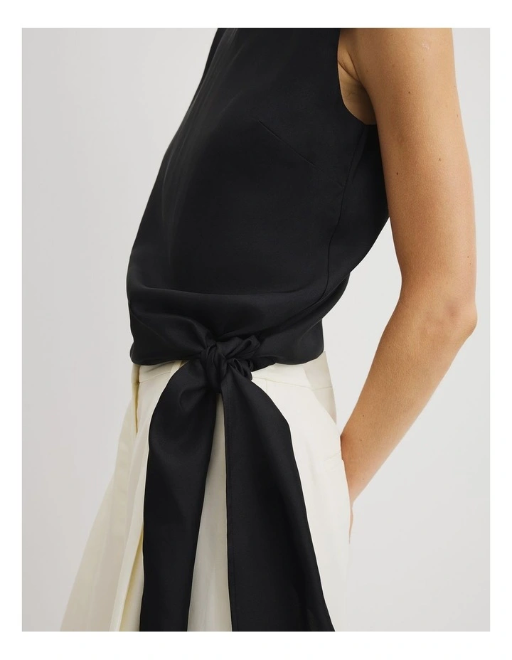 Asymmetrical Washable Silk Tank in Black image 3