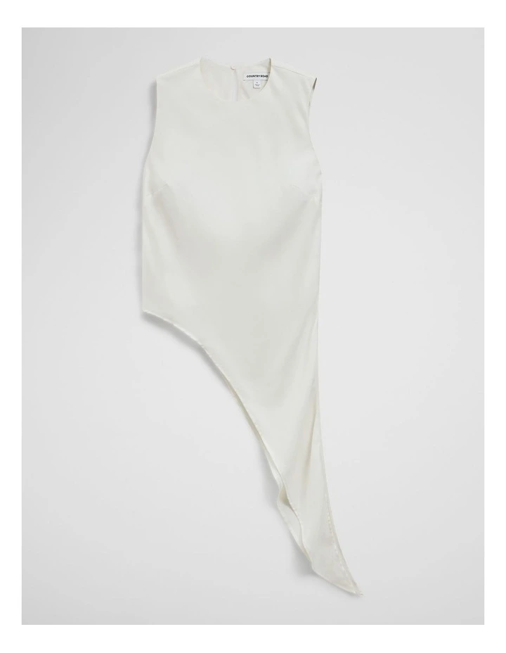 Asymmetrical Washable Silk Tank in Antique White image 2