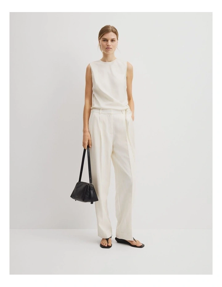 Asymmetrical Washable Silk Tank in Antique White image 4