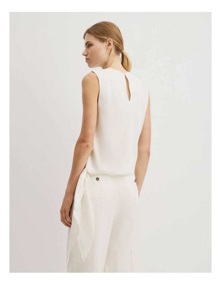 Asymmetrical Washable Silk Tank in Antique White image 5