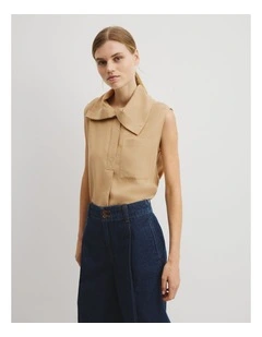Funnel Neck Tank in Stone Clay